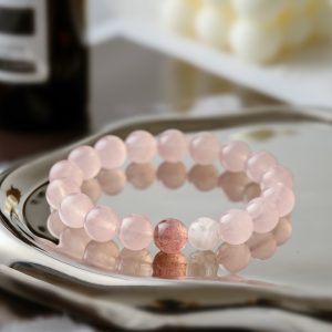 Spring Pavilion | Rose Quartz Bracelet - Rose quartz, strawberry quartz, sakura agate bracelet product photograph