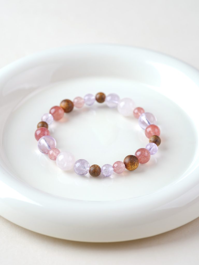 Misty Glow | Agarwood & Rose Quartz Bracelet