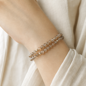 Black Gold Light | Double-Wrap Super Seven Bracelet - Black Super Seven, gold rutilated quartz, citrine, sterling silver bracelet product photograph